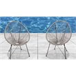 Living Source International Modern Metal Patio Chairs in Gray (Set of 2)