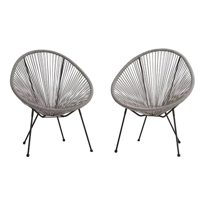 Living Source International Modern Metal Patio Chairs in Gray (Set of 2)