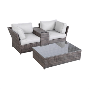 Living Source International 4 Piece Wicker / Rattan Seating Group in Brown