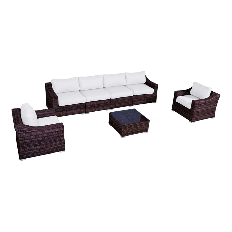 Living Source International 7-PC Wicker / Rattan Sectional Seating Group in Gray