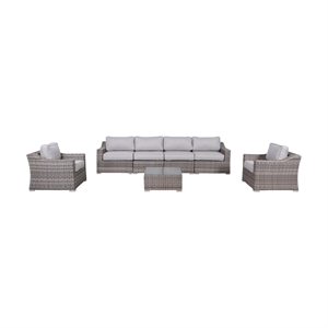 Living Source International 7-PC Wicker / Rattan Sectional Seating Group in Gray