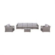 Living Source International 7-PC Wicker / Rattan Sectional Seating Group in Gray