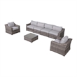 Living Source International 7-PC Wicker / Rattan Sectional Seating Group in Gray