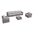 Living Source International 7-PC Wicker / Rattan Sectional Seating Group in Gray