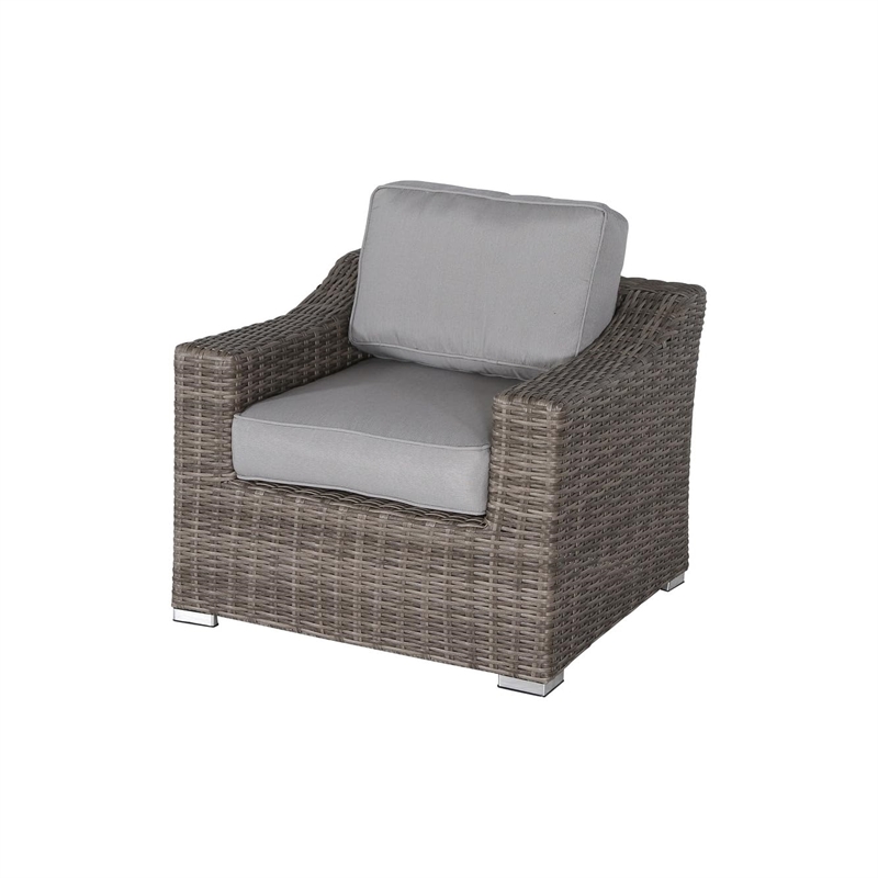 Living Source International 7-PC Wicker / Rattan Sectional Seating Group in Gray