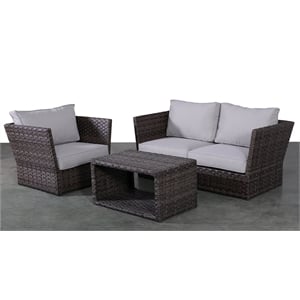 Living Source International Wicker / Rattan 7 Person Seating Group in Gray