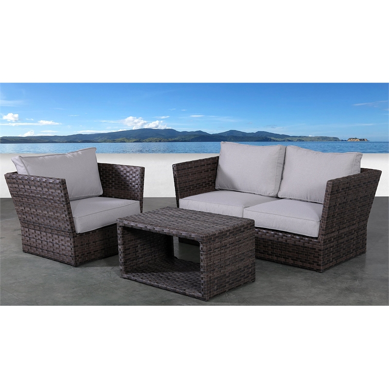 Living Source International Wicker / Rattan 7 Person Seating Group in Gray