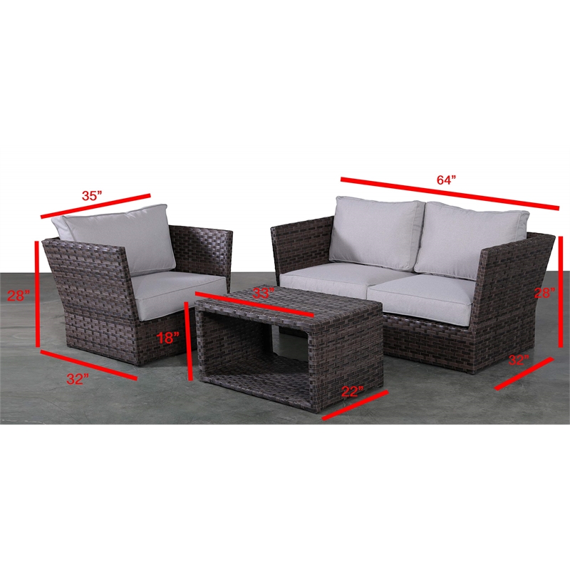 Living Source International Wicker / Rattan 7 Person Seating Group in Gray