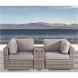Living Source International 3 Piece Wicker / Rattan Seating Group in Gray/Taupe