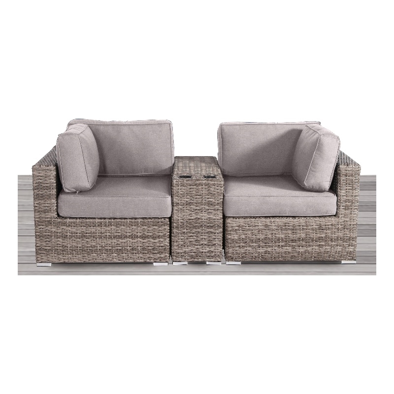 Living Source International 3 Piece Wicker / Rattan Seating Group in Gray/Taupe