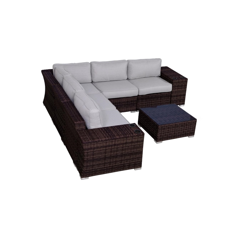 Living Source International 8-PC Wicker / Rattan Sectional Seating Group in Gray