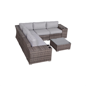 Living Source International 8-PC Wicker / Rattan Sectional Seating Group in Gray