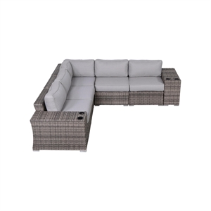 Living Source International Wicker / Rattan 4-Person Seating Group in Gray
