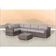 Living Source Intl 6 Piece Wicker / Rattan Sectional Set w/ Cushions in Gray