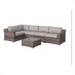 Living Source Intl 6 Piece Wicker / Rattan Sectional Set w/ Cushions in Gray