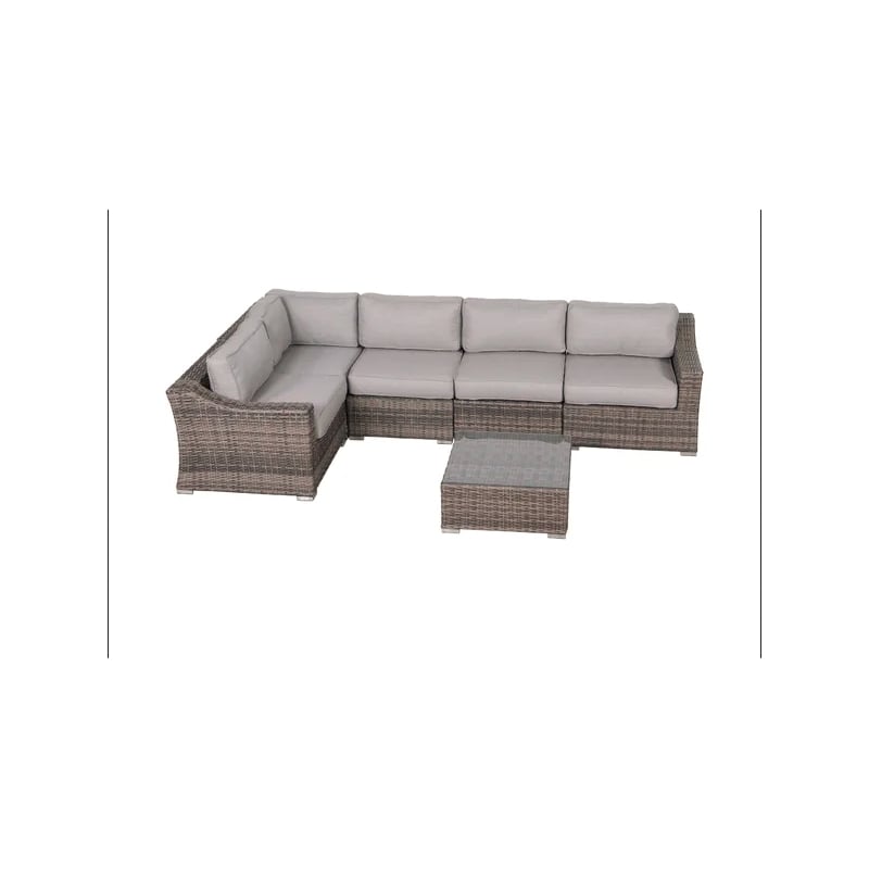 Living Source Intl 6 Piece Wicker / Rattan Sectional Set w/ Cushions in Gray