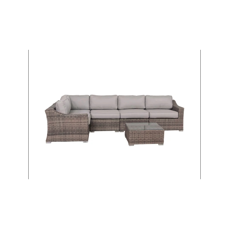 Living Source Intl 6 Piece Wicker / Rattan Sectional Set w/ Cushions in Gray