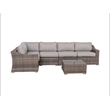 Living Source Intl 6 Piece Wicker / Rattan Sectional Set w/ Cushions in Gray