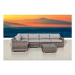 Living Source Intl 6 Piece Wicker / Rattan Sectional Set w/ Cushions in Gray