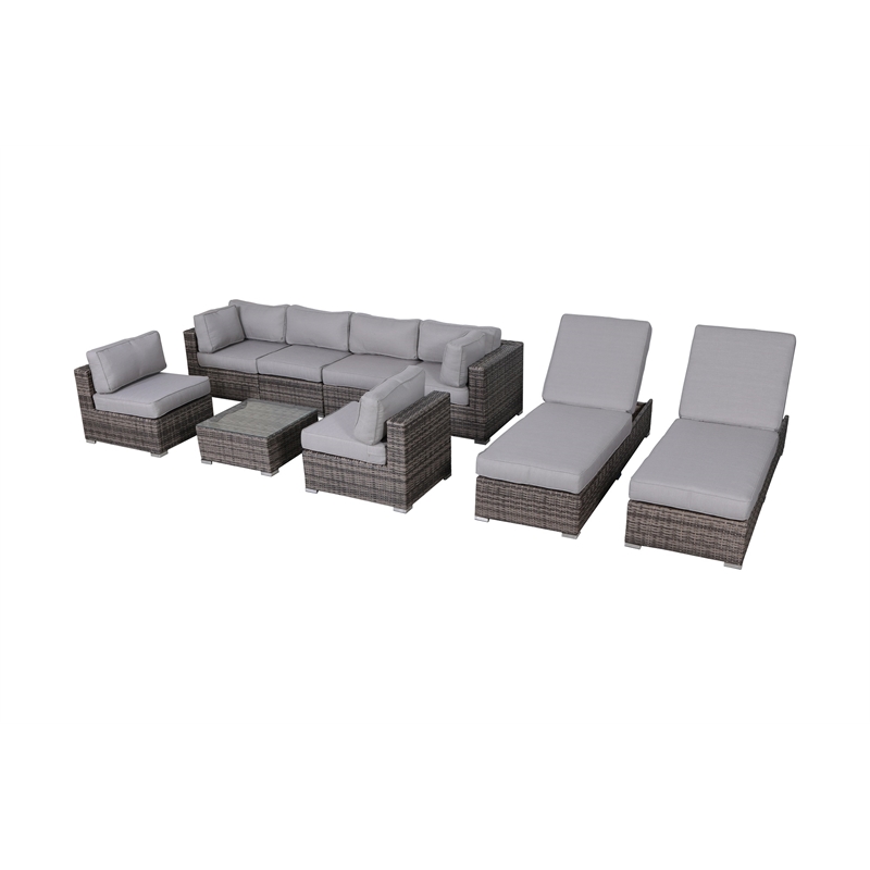 Living Source International Wicker / Rattan 8 - Person Seating Group in Gray