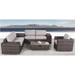 Living Source 5 Person Wicker / Rattan Seating Group with Cushions in Brown