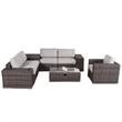 Living Source 5 Person Wicker / Rattan Seating Group with Cushions in Brown
