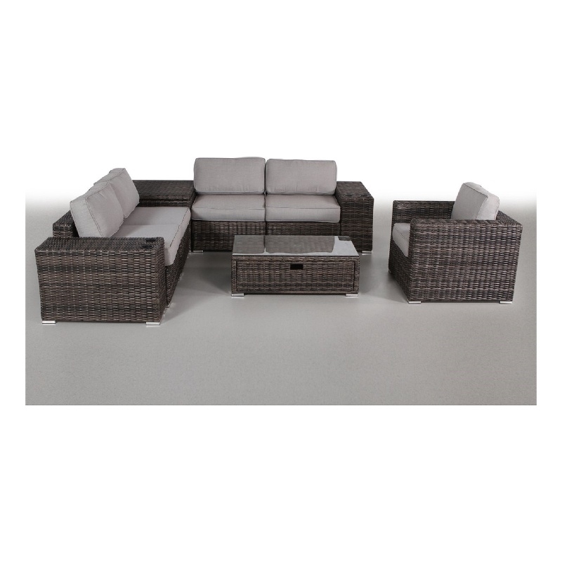 Living Source 5 Person Wicker / Rattan Seating Group with Cushions in Brown