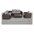Living Source 5 Person Wicker / Rattan Seating Group with Cushions in Brown