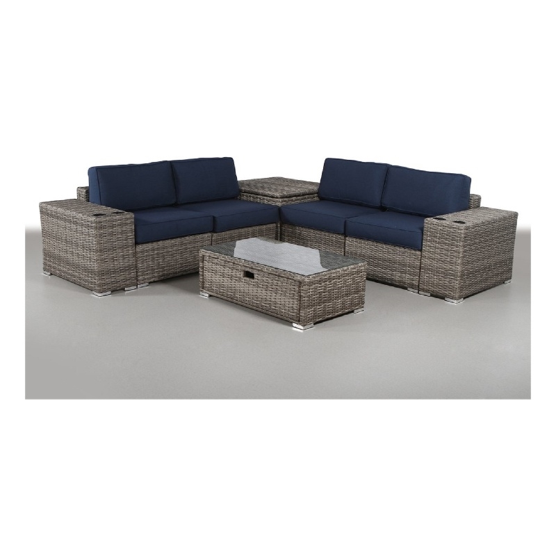 Living Source International 4-Person Wicker / Rattan Seating Group in Gray