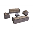 Living Source Wicker / Rattan 8 - Person Seating Group w/Cushions in Brown/Beige