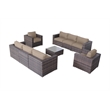 Living Source Wicker / Rattan 8 - Person Seating Group w/Cushions in Brown/Beige