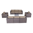 Living Source Wicker / Rattan 8 - Person Seating Group w/Cushions in Brown/Beige
