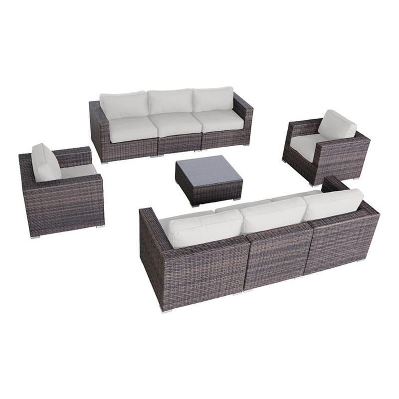Living Source International Wicker / Rattan 8 Person Seating Group in Brown