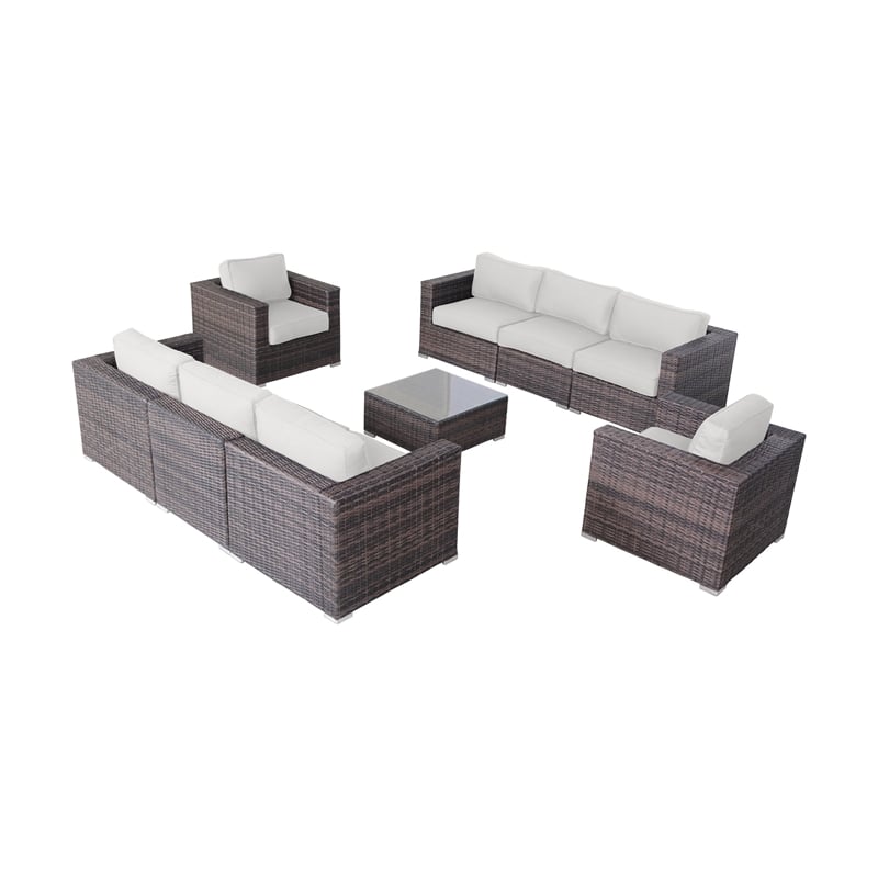 Living Source International Wicker / Rattan 8 Person Seating Group in Brown