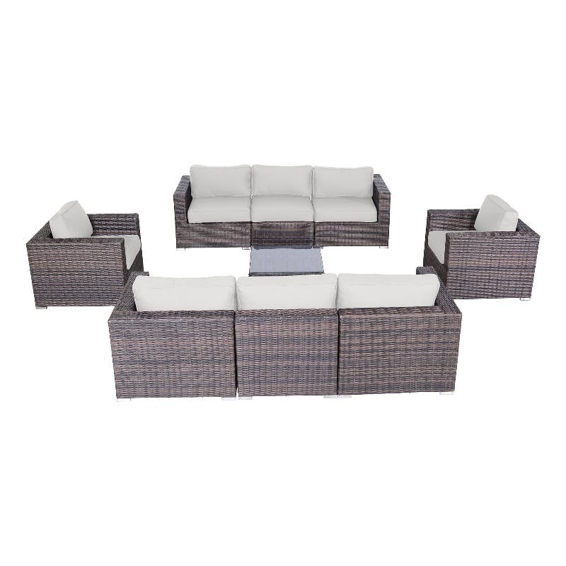 Living Source International Wicker / Rattan 8 Person Seating Group in Brown