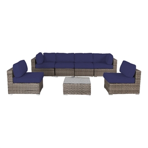 Living Source Internaltional Wicker / Rattan 6-Person Seating Group in Gray/Navy