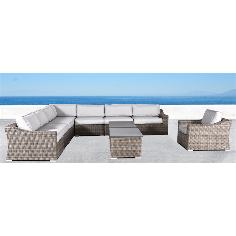 Living Source International Wicker / Rattan 7-Person Seating Group in Gray