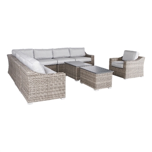 Living Source International Wicker / Rattan 7-Person Seating Group in Gray