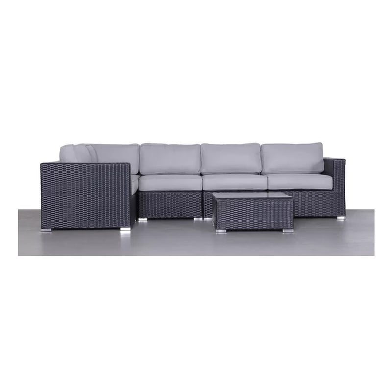 Living Source 5 Piece Wicker / Rattan 4 Person Seating Group w/ Cushions in Gray