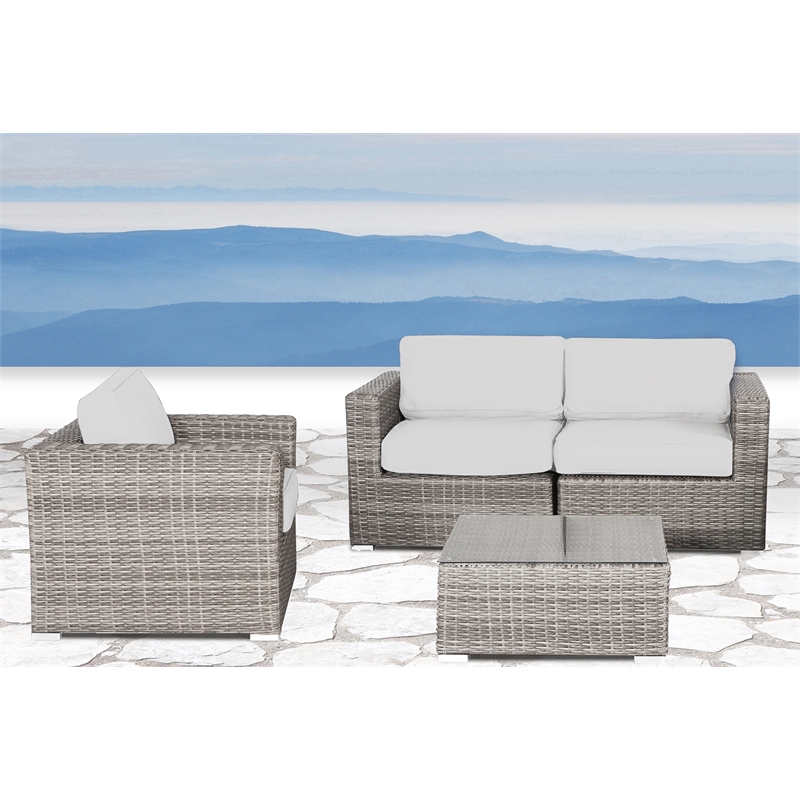 Living Source International Wicker / Rattan 3-Person Seating Group in Gray