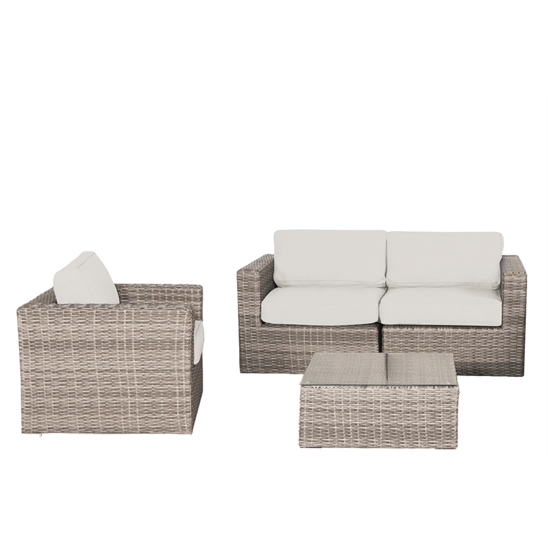 Living Source International Wicker / Rattan 3-Person Seating Group in Gray
