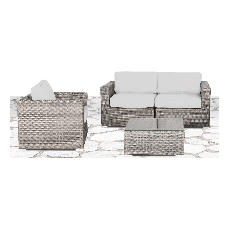 Living Source International Wicker / Rattan 3-Person Seating Group in Gray