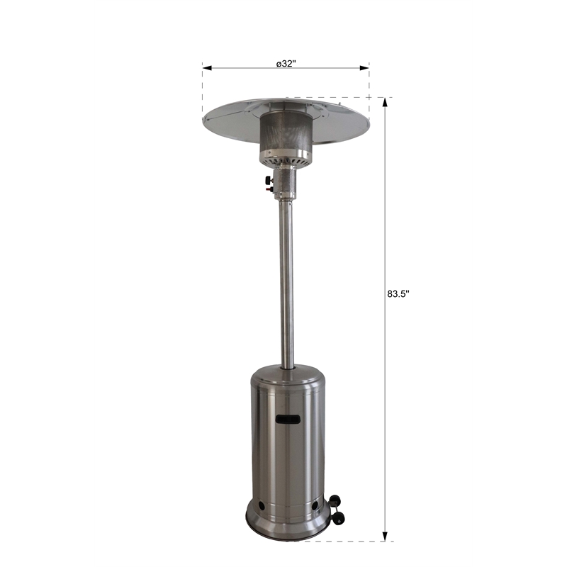 Living Source International Stainless Steel 46000 BTUs Patio Heater in Silver