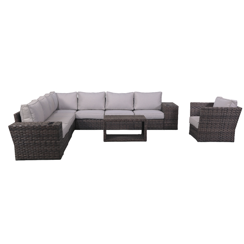 Living Source International Wicker / Rattan 7-Person Seating Group in Espresso