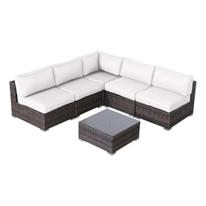 Living Source International Wicker / Rattan 4-Person Seating Group in Brown