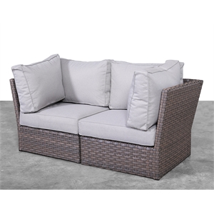 Living Source Internaltional 66&quot Outdoor Wicker / Rattan Loveseat in Light Brown