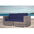 Living Source Internaltional Wicker / Rattan 2-Person Loveseat in Brown/Navy
