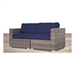 Living Source Internaltional Wicker / Rattan 2-Person Loveseat in Brown/Navy