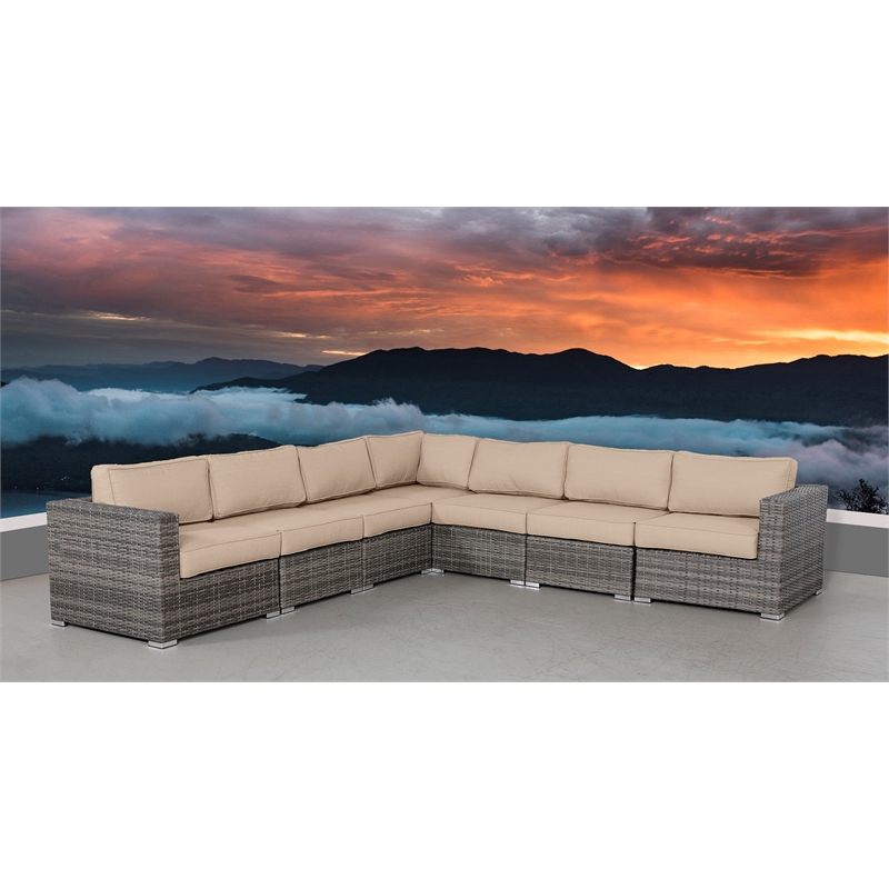 Living Source Internaltional 6-Person Wicker / Rattan Seating Group in Gray