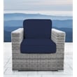 Living Source Internaltional Wicker / Rattan Patio Chair w/Cushions in Gray/Navy
